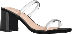 ILLUDE Women’s Block Heel Double Band Square Toe Heeled Sandal Slip On Mule - Lisa