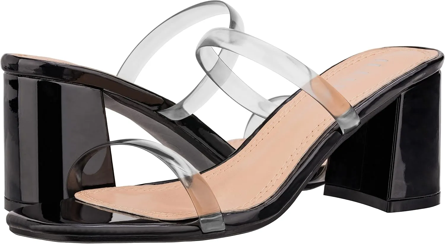 ILLUDE Women’s Block Heel Double Band Square Toe Heeled Sandal Slip On Mule - Lisa