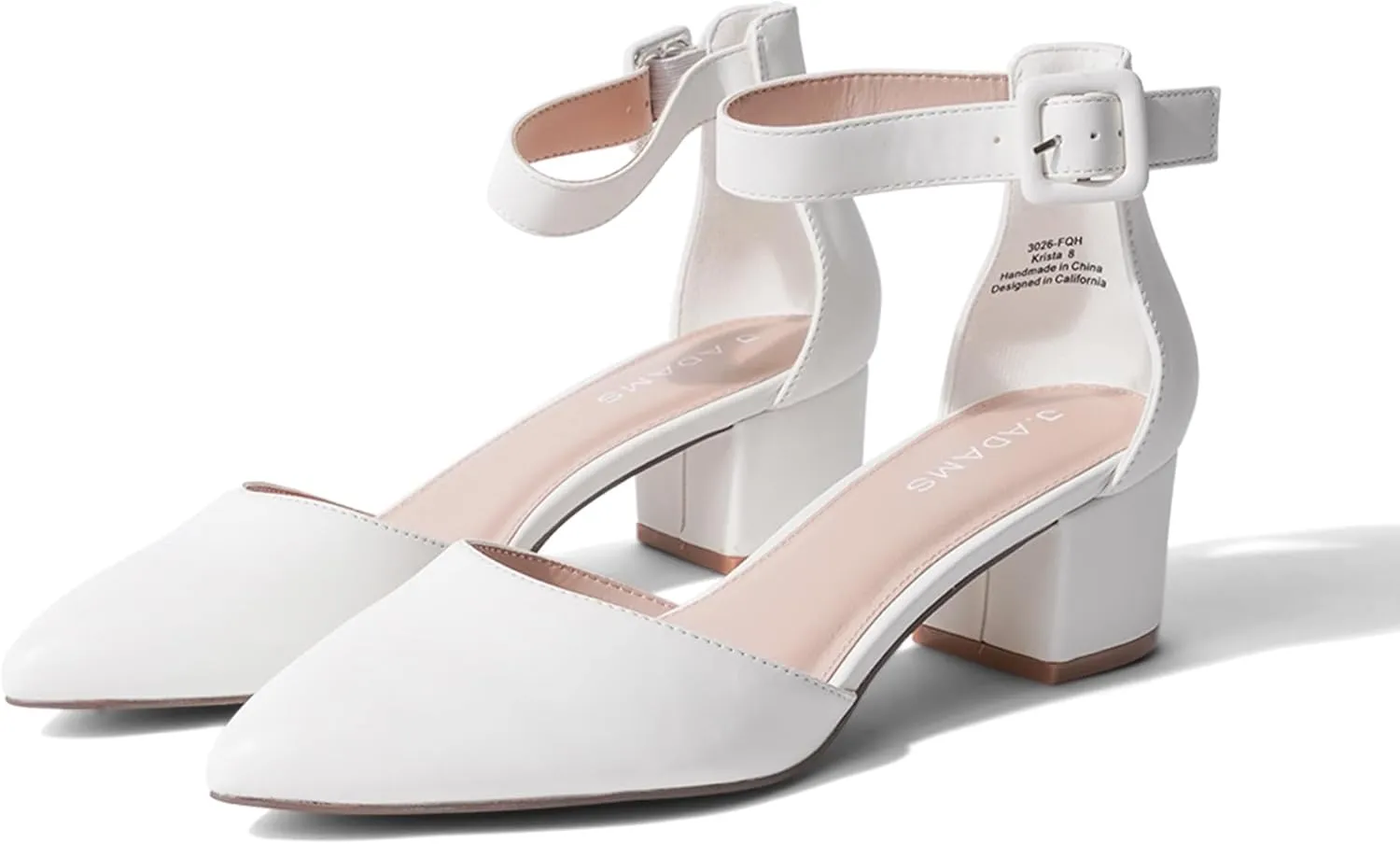 J. Adams Krista Heeled Sandal, Closed Toe Low Block Heels for Women, Wide Fit Dress Shoes for Teen Girls, Business Casual Short Heels, Closed Toe