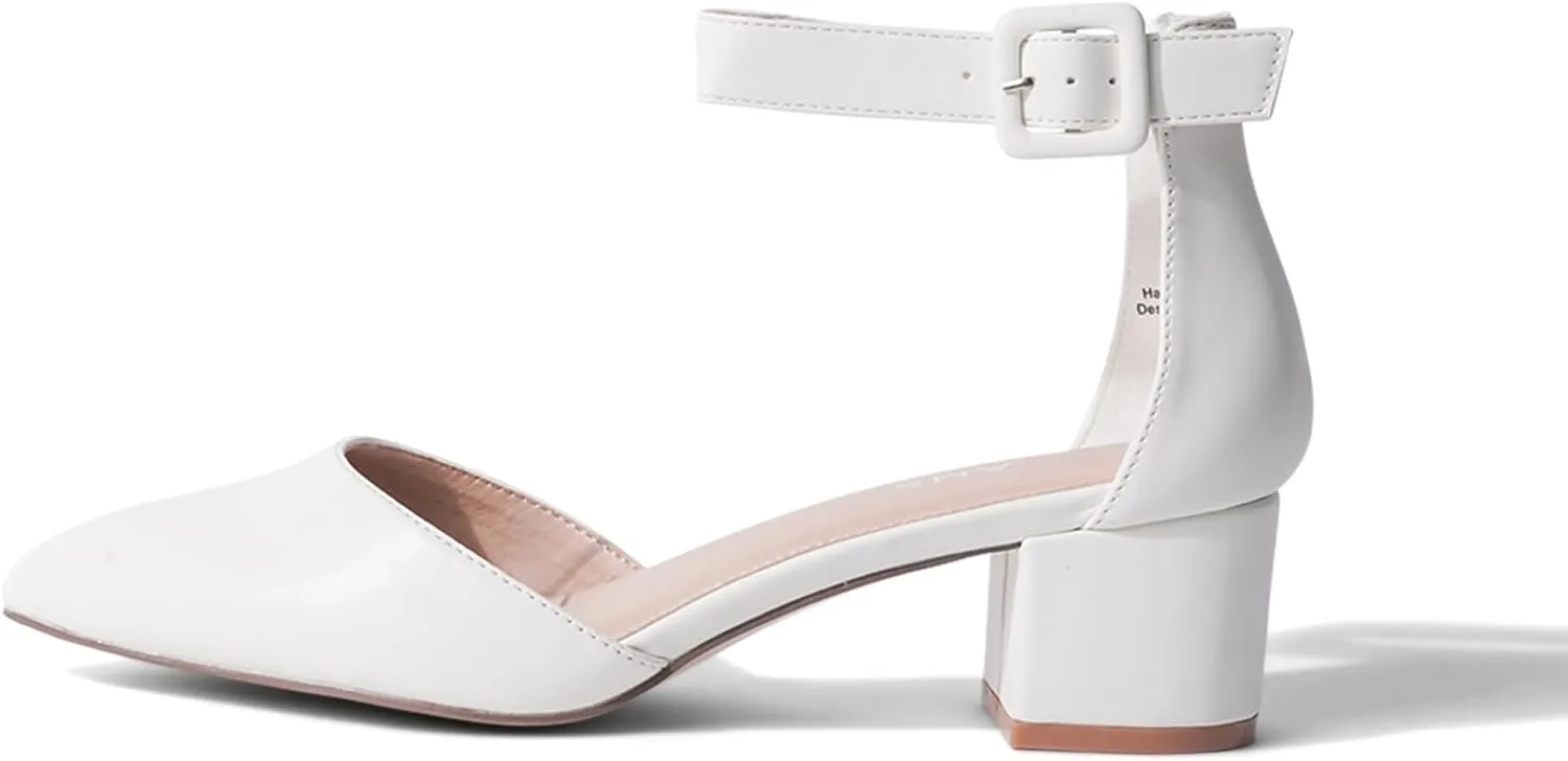 J. Adams Krista Heeled Sandal, Closed Toe Low Block Heels for Women, Wide Fit Dress Shoes for Teen Girls, Business Casual Short Heels, Closed Toe