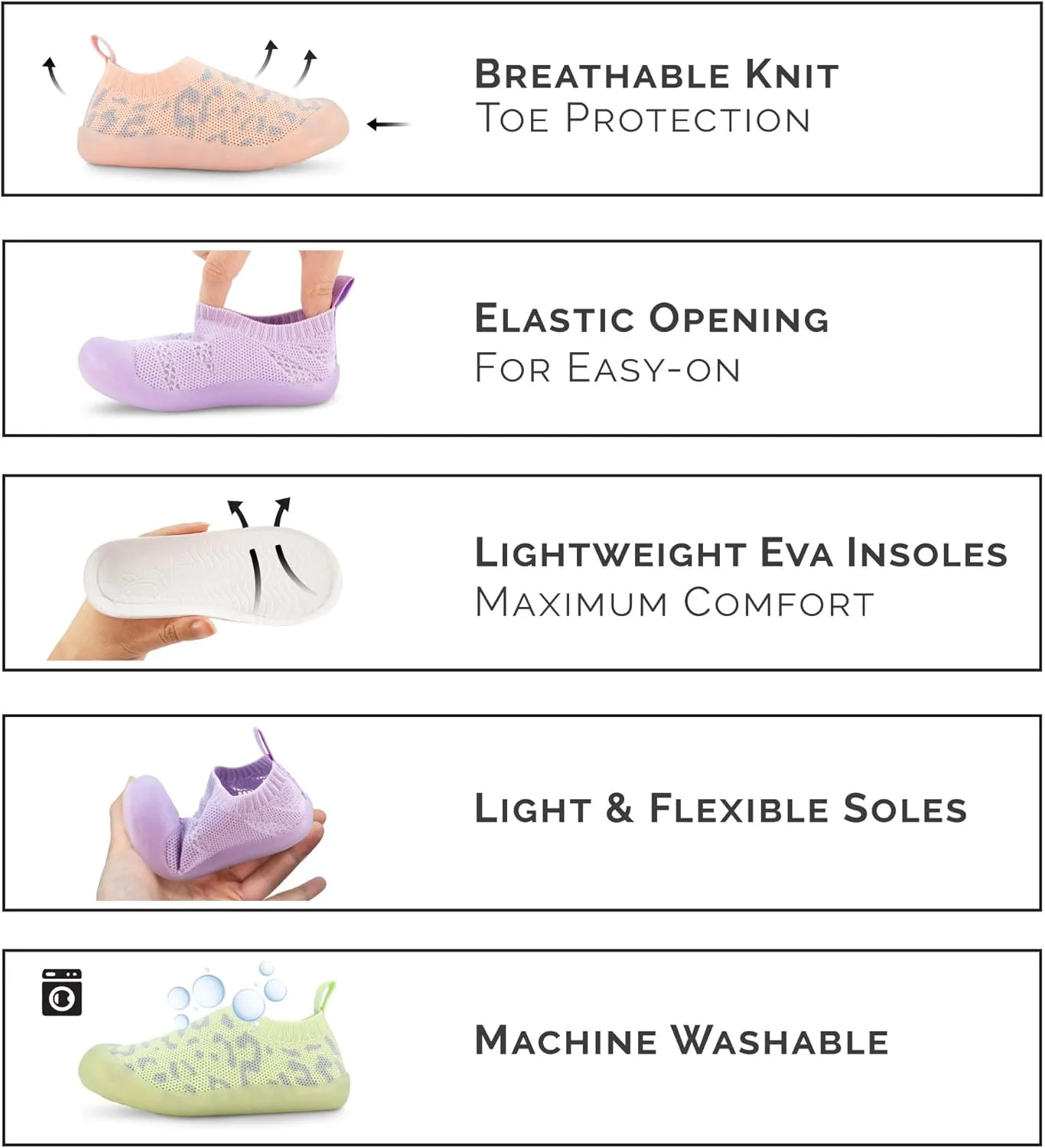 JAN & JUL Slip-on Kids Knit Shoes, Breathable Machine Washable Sneakers