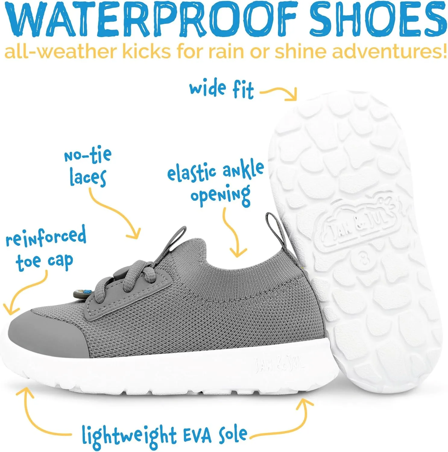 JAN & JUL Waterproof Shoes for Kids, Toddleers' Breathable Sneakers