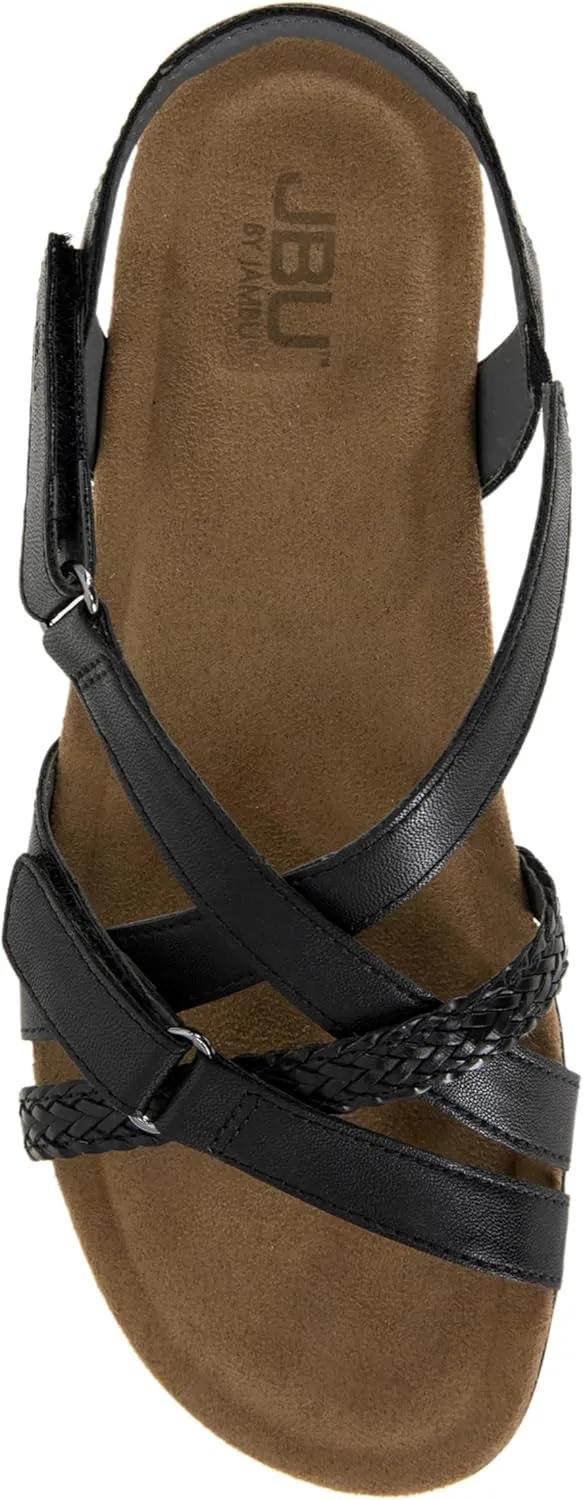 JBU Brooke Vegan Women's Comfort Casual Adjustable Ankle Strap Classic Flat Sandals