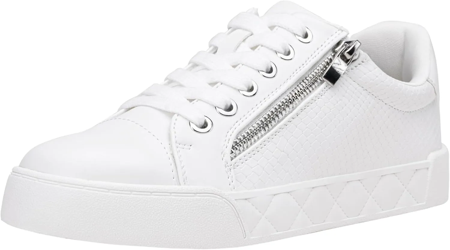 Jeossy Women's Flat Low Top Casual Fashion Sneakers Round Toe Shoes with Zipper