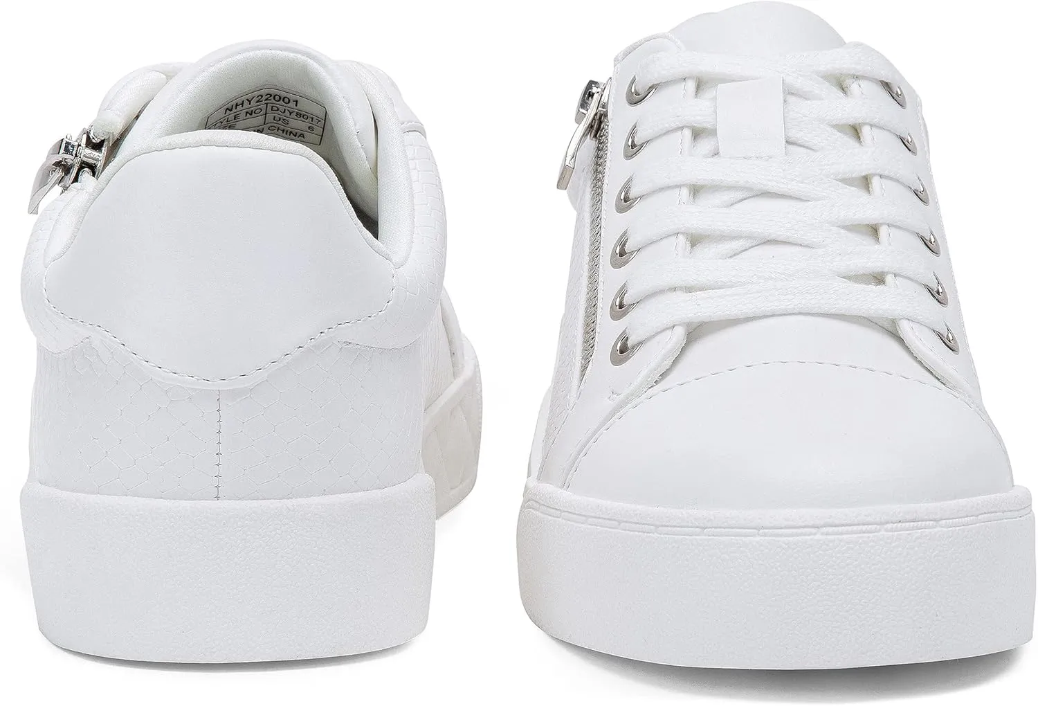 Jeossy Women's Flat Low Top Casual Fashion Sneakers Round Toe Shoes with Zipper