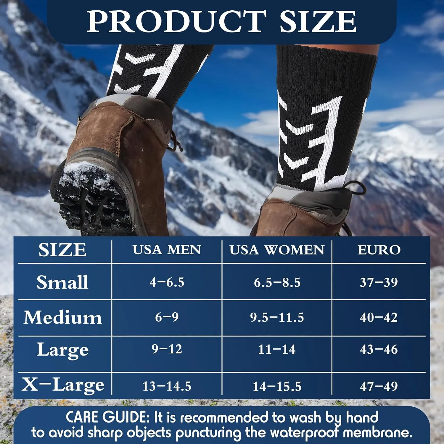 Jeyiour 2 Pairs Waterproof Socks Unisex Waterproof Breathable Outdoor Skiing Hiking Wading Fishing Socks for Men Women