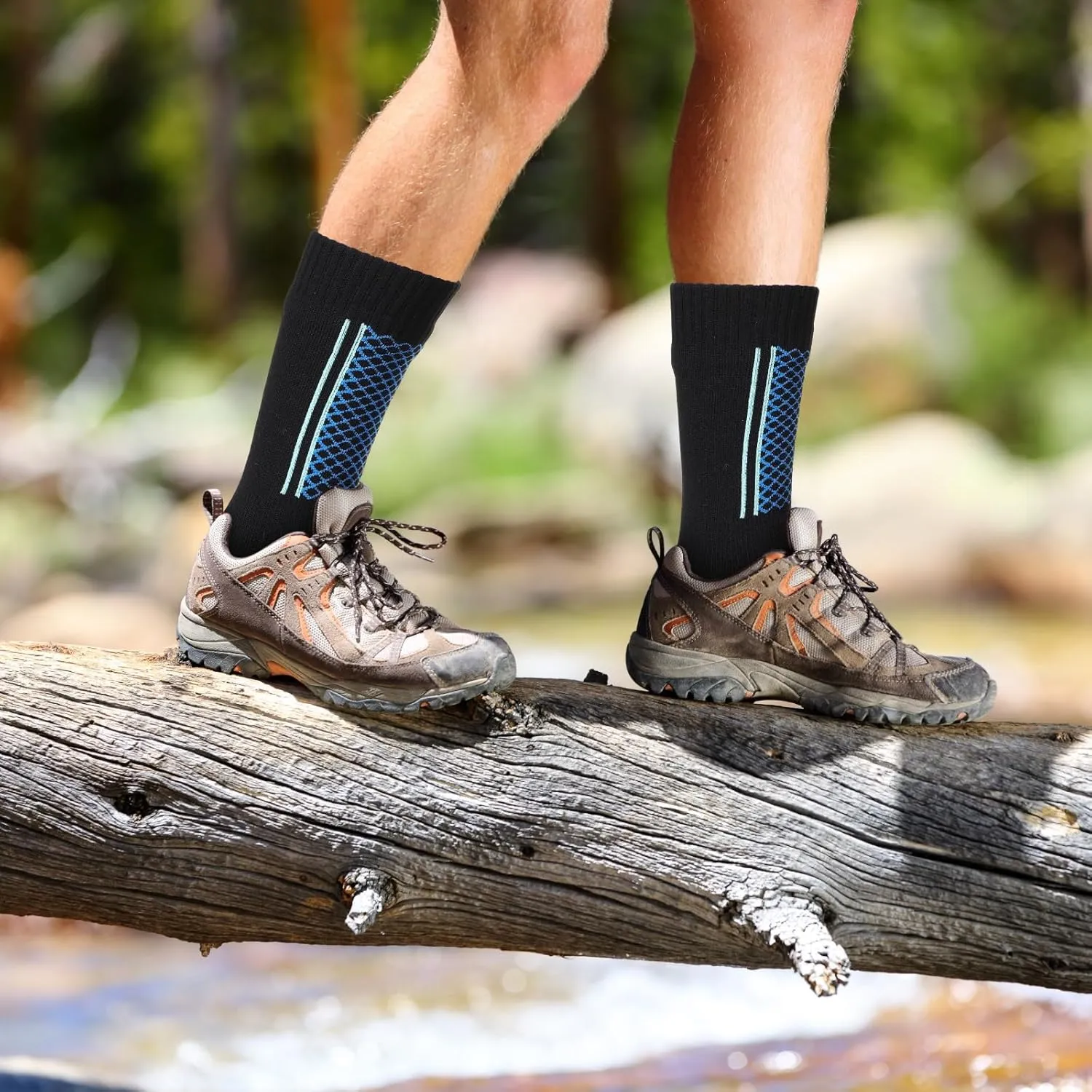 Jeyiour 2 Pairs Waterproof Socks Unisex Waterproof Breathable Outdoor Skiing Hiking Wading Fishing Socks for Men Women