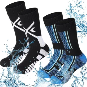 Jeyiour 2 Pairs Waterproof Socks Unisex Waterproof Breathable Outdoor Skiing Hiking Wading Fishing Socks for Men Women