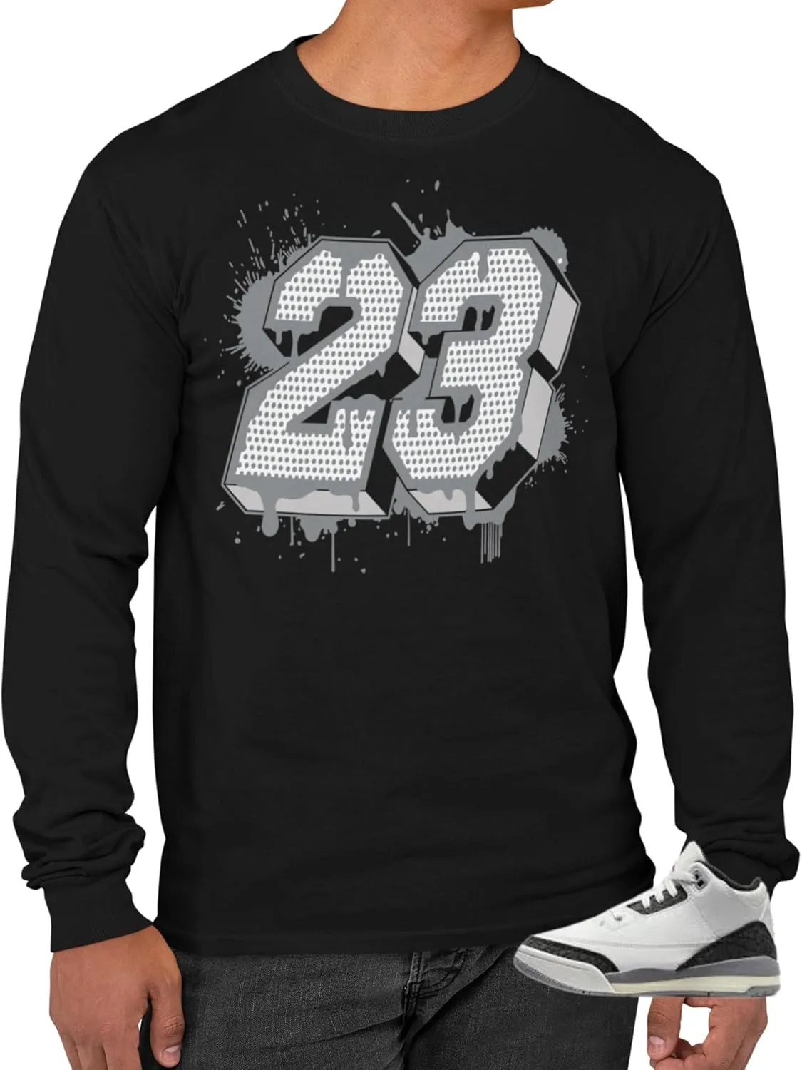 Jordan 3 Retro Cement Grey Men's Long Sleeve T-Shirt to Match Sneakers