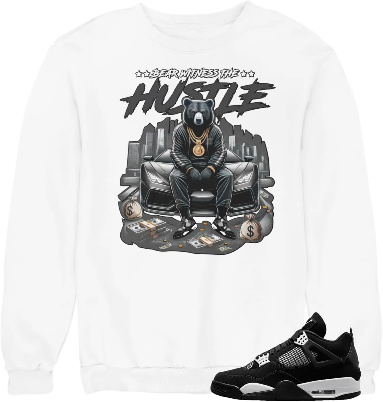 Jordan 4 White Thunder Men's T Sweatshirt To Match Sneakers
