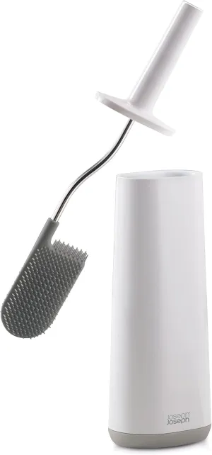 Joseph Joseph Toilet Brush with Slim Holder Flexible Anti-Drip, Grey/White