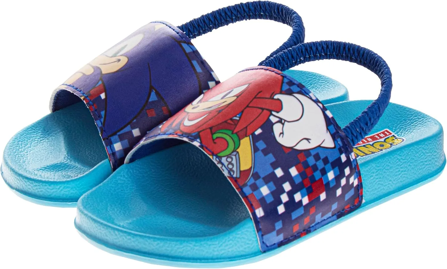 Josmo Kids Sonic The Hedgehog Slide Open Toe - Boys Sonic and Knuckles Sandal SlipOn Slides (sizes: 5-10 toddler / 11-12 little kid)
