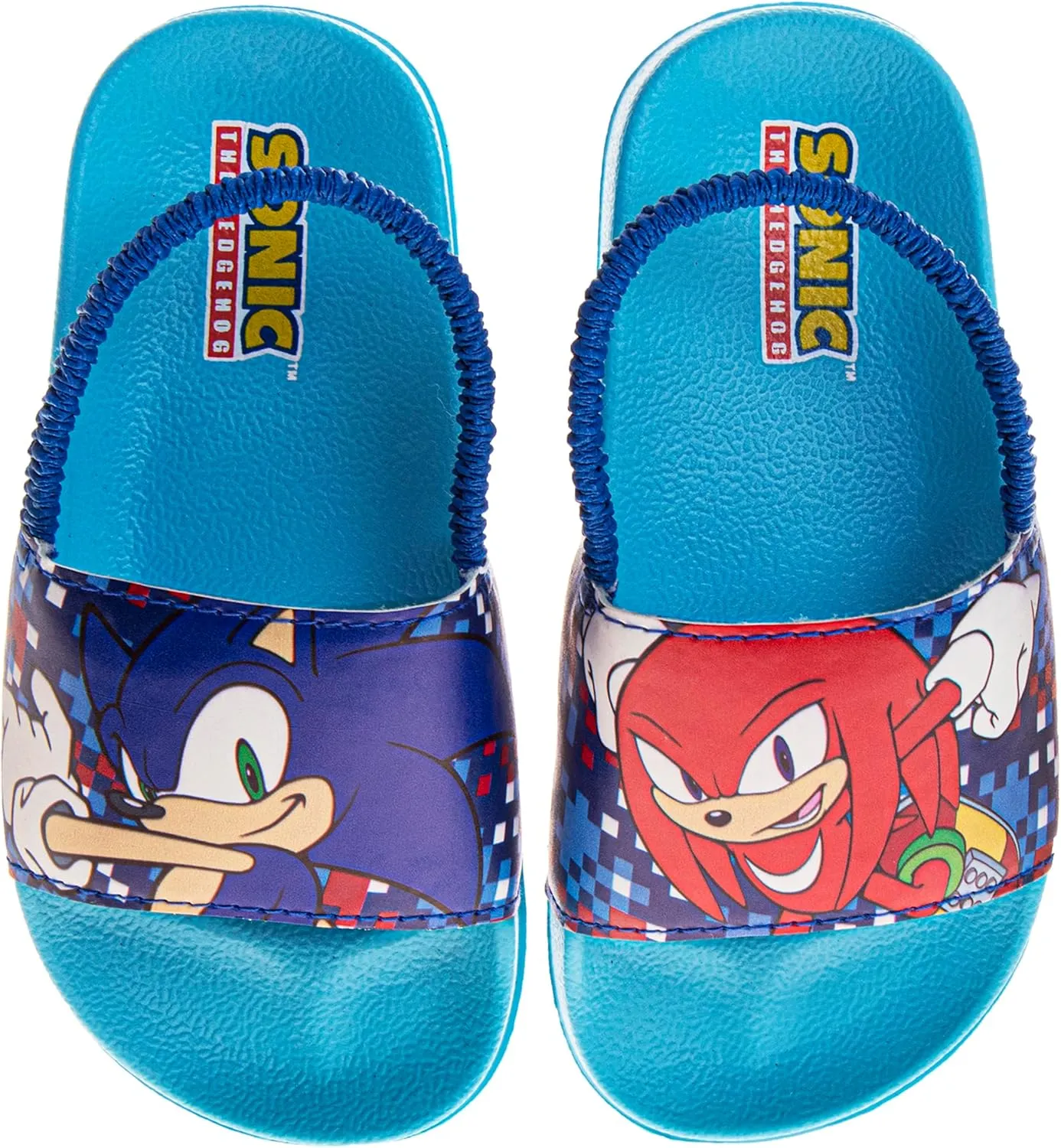 Josmo Kids Sonic The Hedgehog Slide Open Toe - Boys Sonic and Knuckles Sandal SlipOn Slides (sizes: 5-10 toddler / 11-12 little kid)