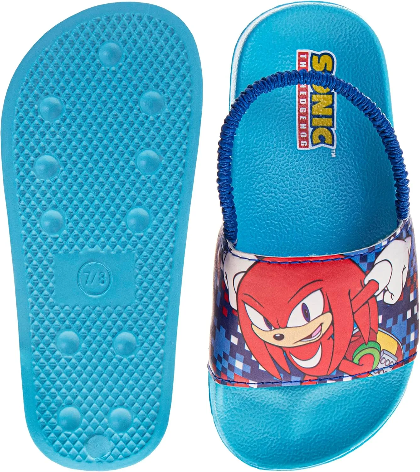 Josmo Kids Sonic The Hedgehog Slide Open Toe - Boys Sonic and Knuckles Sandal SlipOn Slides (sizes: 5-10 toddler / 11-12 little kid)