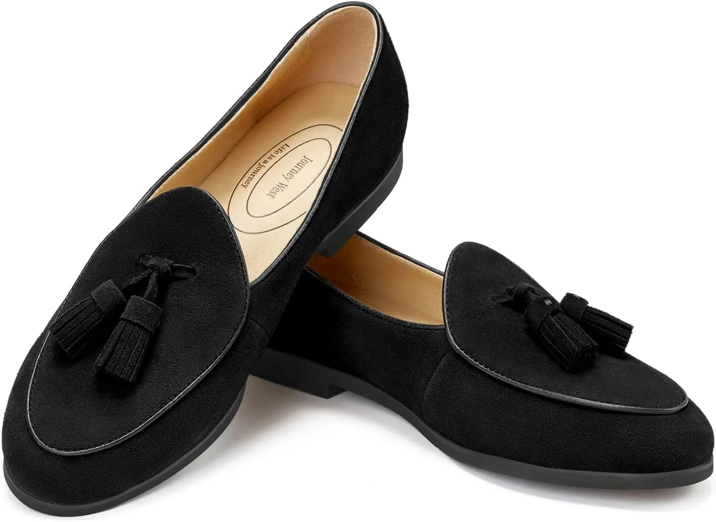 Journey West Suede Tassel Loafer for Women Slip-on Belgian Penny Loafers Shoes for Women in Many Colors