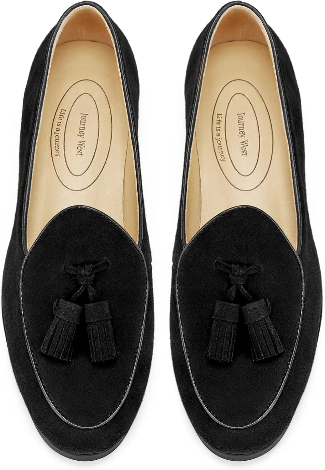 Journey West Suede Tassel Loafer for Women Slip-on Belgian Penny Loafers Shoes for Women in Many Colors