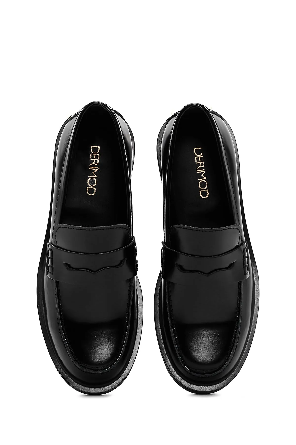 Kadın Siyah Deri Klasik Loafer