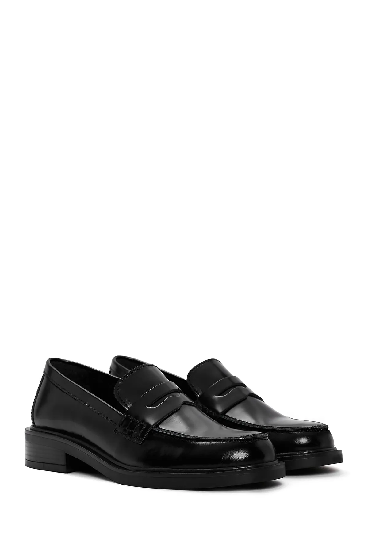 Kadın Siyah Deri Klasik Loafer