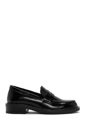 Kadın Siyah Deri Klasik Loafer