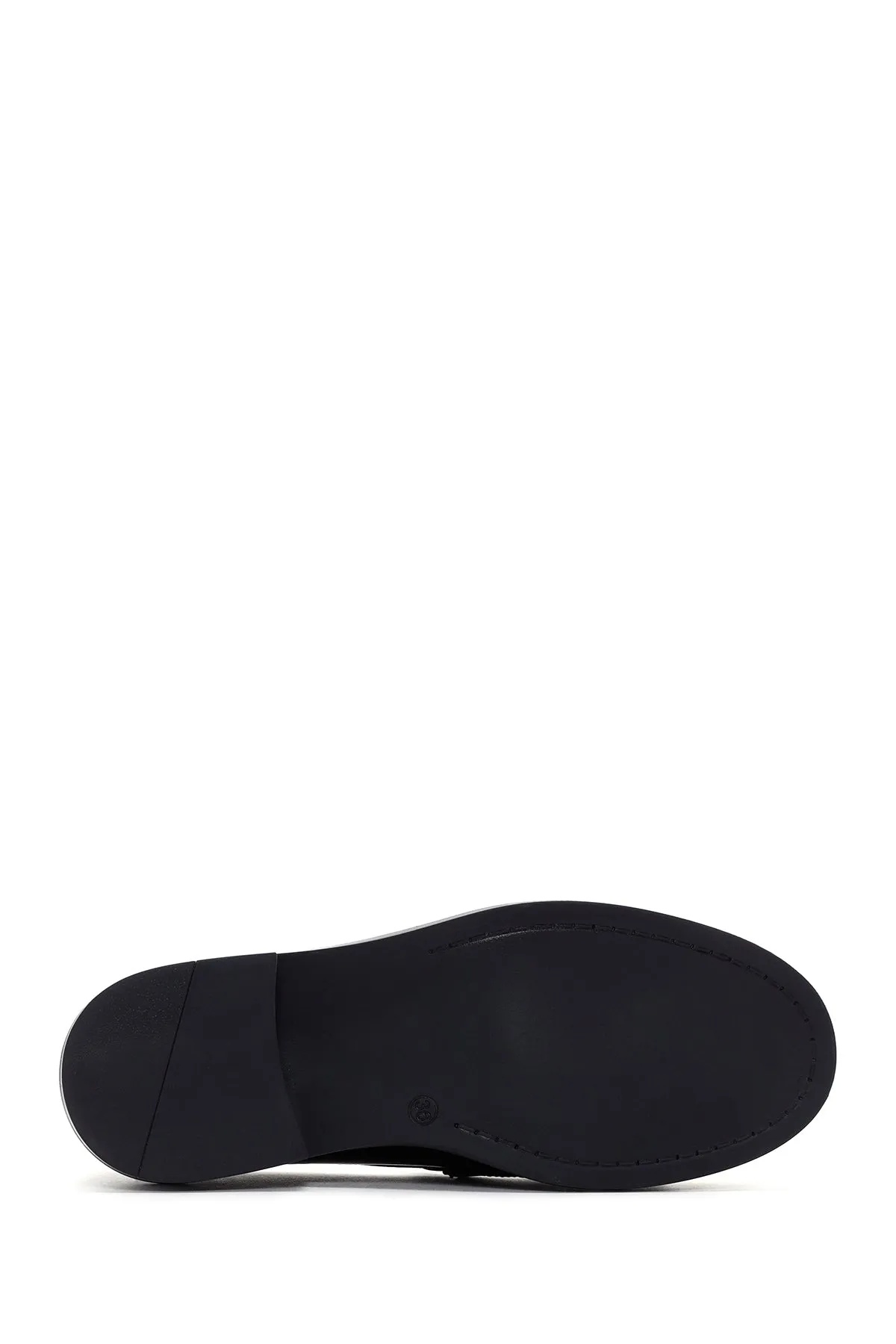 Kadın Siyah Deri Püsküllü Maskülen Loafer