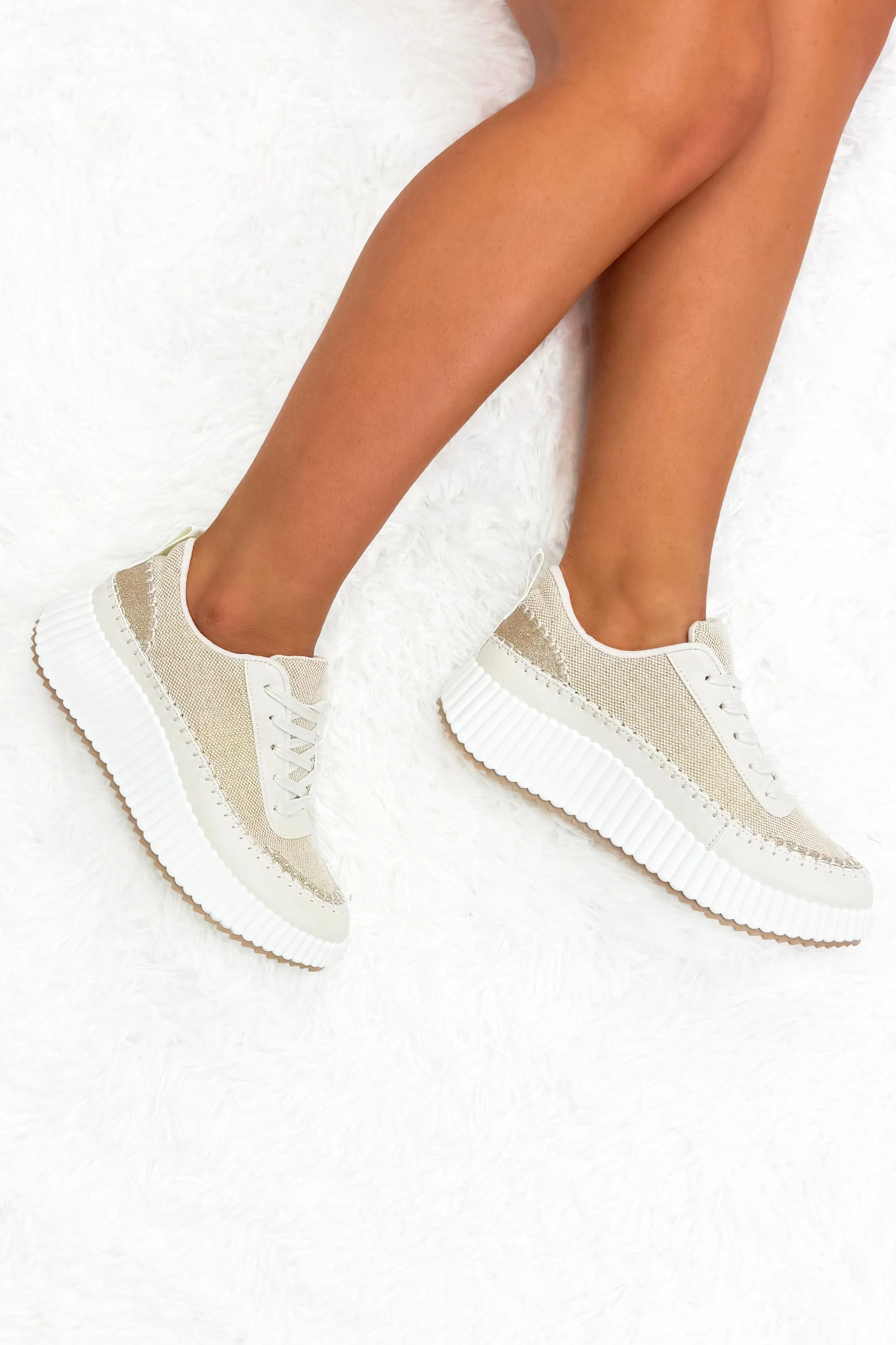 Keep Livin' Whip Stitch Sneaker in Beige