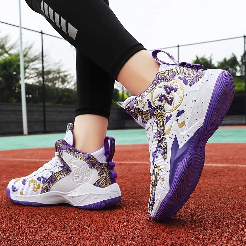 Kids Basketball Shoes, Mesh Cloth Casual Sports Basketball Shoes Breathable Comfortable Boys Sneakers for Big Kids