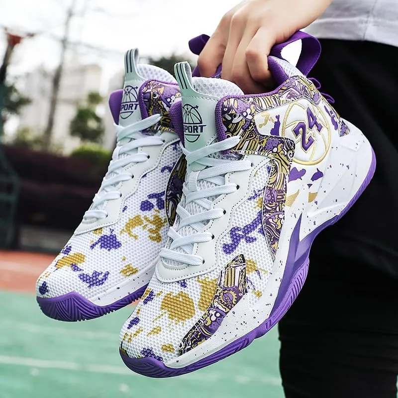 Kids Basketball Shoes, Mesh Cloth Casual Sports Basketball Shoes Breathable Comfortable Boys Sneakers for Big Kids