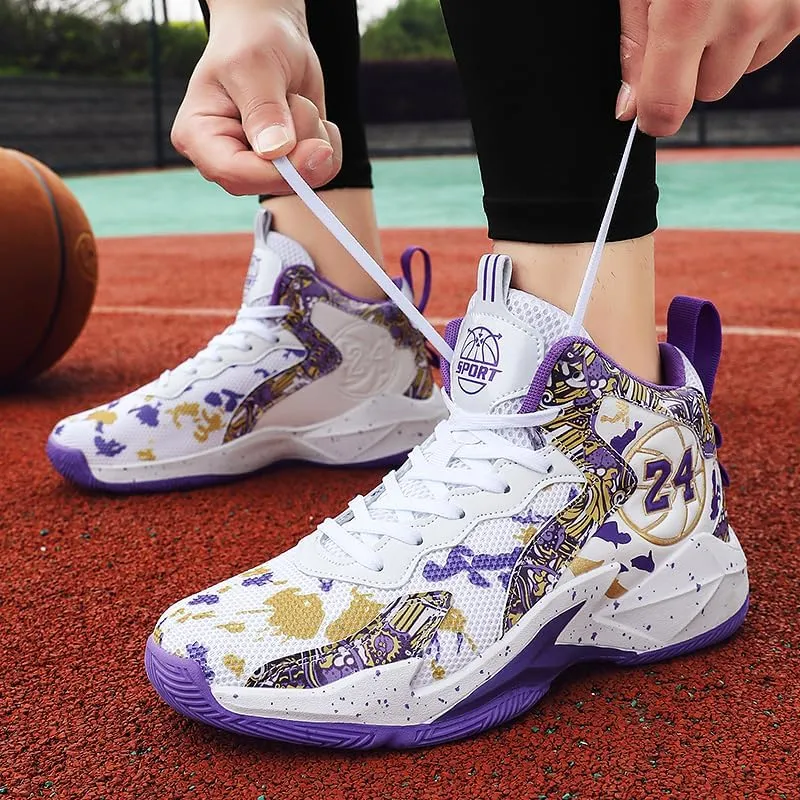 Kids Basketball Shoes, Mesh Cloth Casual Sports Basketball Shoes Breathable Comfortable Boys Sneakers for Big Kids