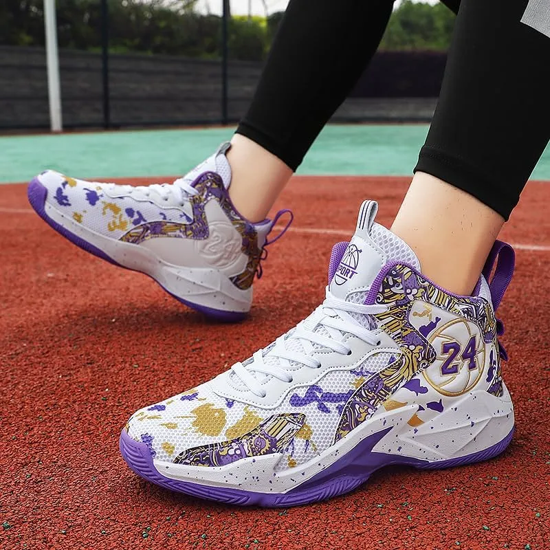 Kids Basketball Shoes, Mesh Cloth Casual Sports Basketball Shoes Breathable Comfortable Boys Sneakers for Big Kids