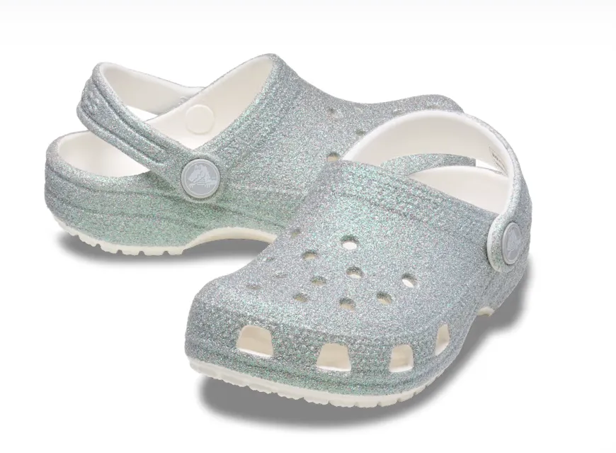 Kids’ Classic Iridescent Glitter Clog [white]