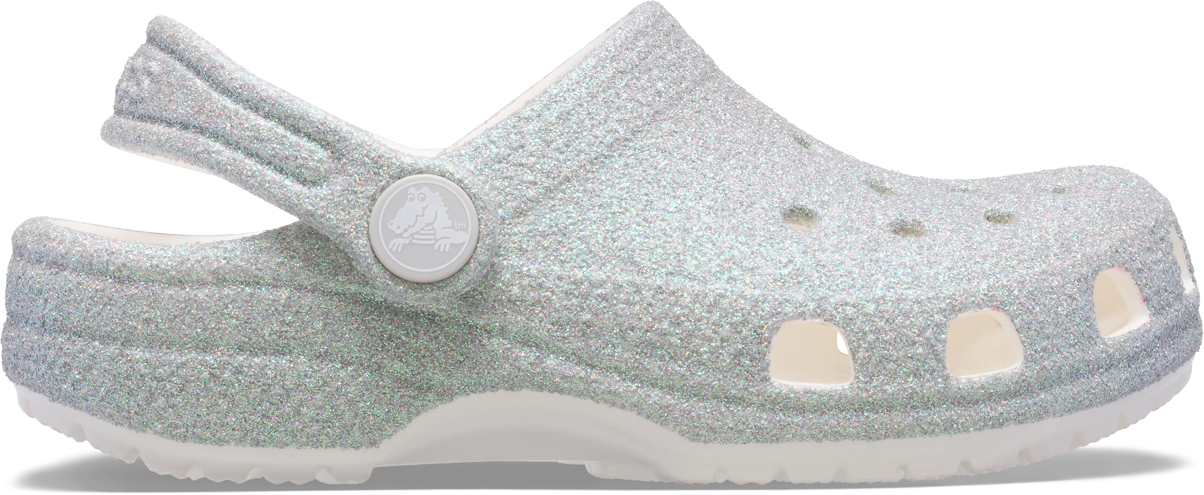 KIDS CLASSIC IRIDESCENT GLITTER CLOG - White