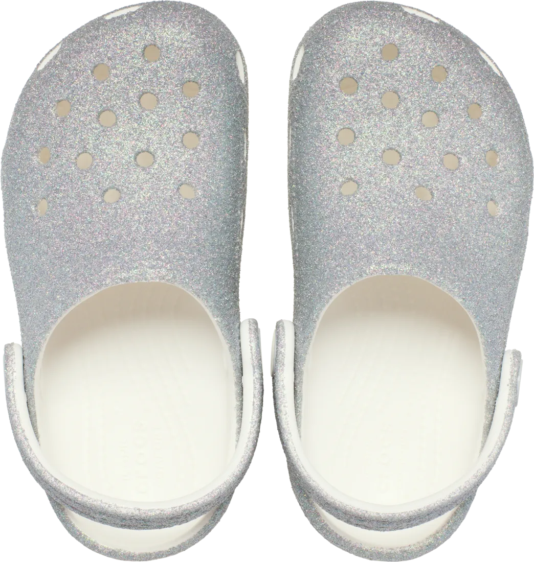 KIDS CLASSIC IRIDESCENT GLITTER CLOG - White