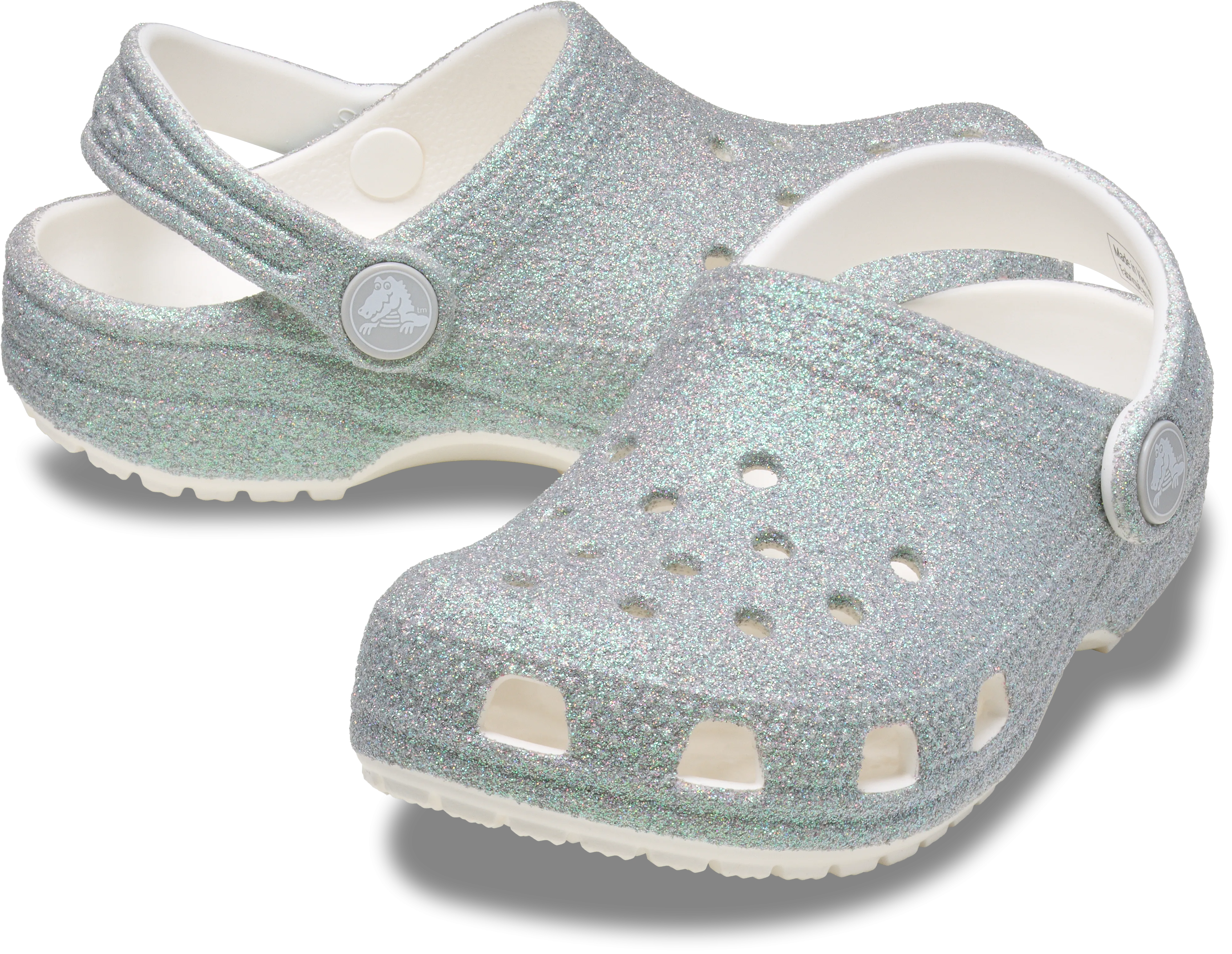 KIDS CLASSIC IRIDESCENT GLITTER CLOG - White