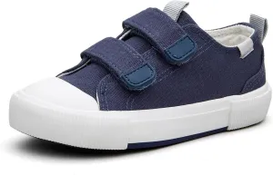 Kids Low Top Canvas Sneaker with Adjustable Hook and Loop Straps