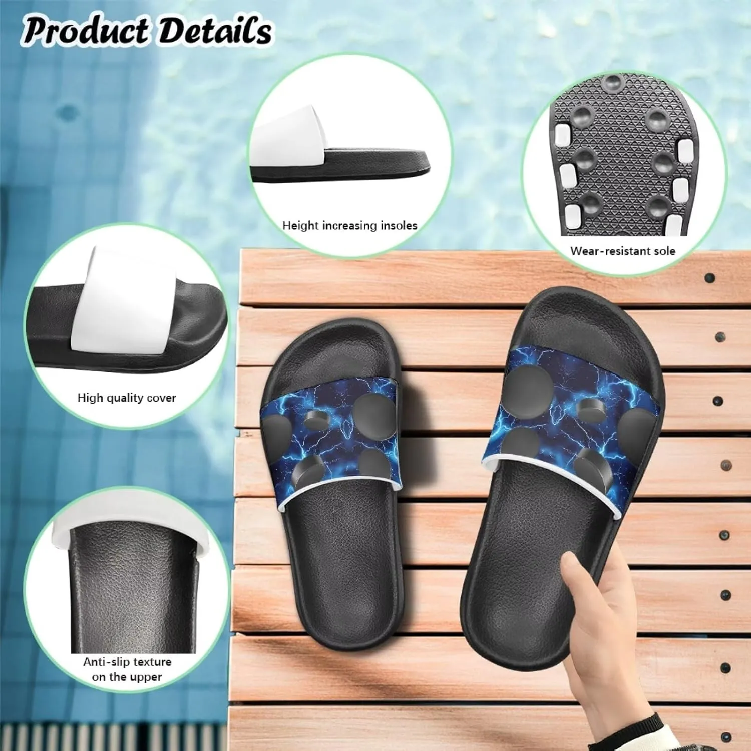 Kids Sandals Boys Quick Drying Bathroom Shower Sandal Summer Beach Pool Slippers with Non-Slip Sole