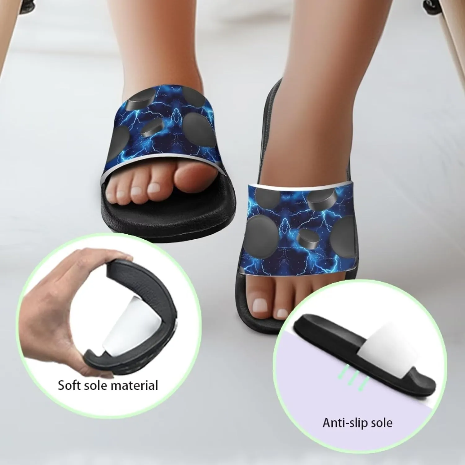Kids Sandals Boys Quick Drying Bathroom Shower Sandal Summer Beach Pool Slippers with Non-Slip Sole