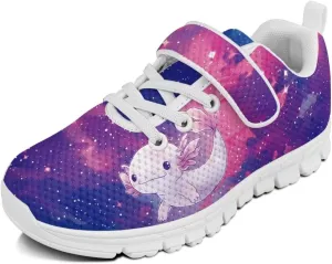 Kids Sneakers for Boys Girls Single Buckle Running Tennis Shoes Breathable Lightweight Sport Athletic Shoe for Little Kids Size 11-15 White Sole