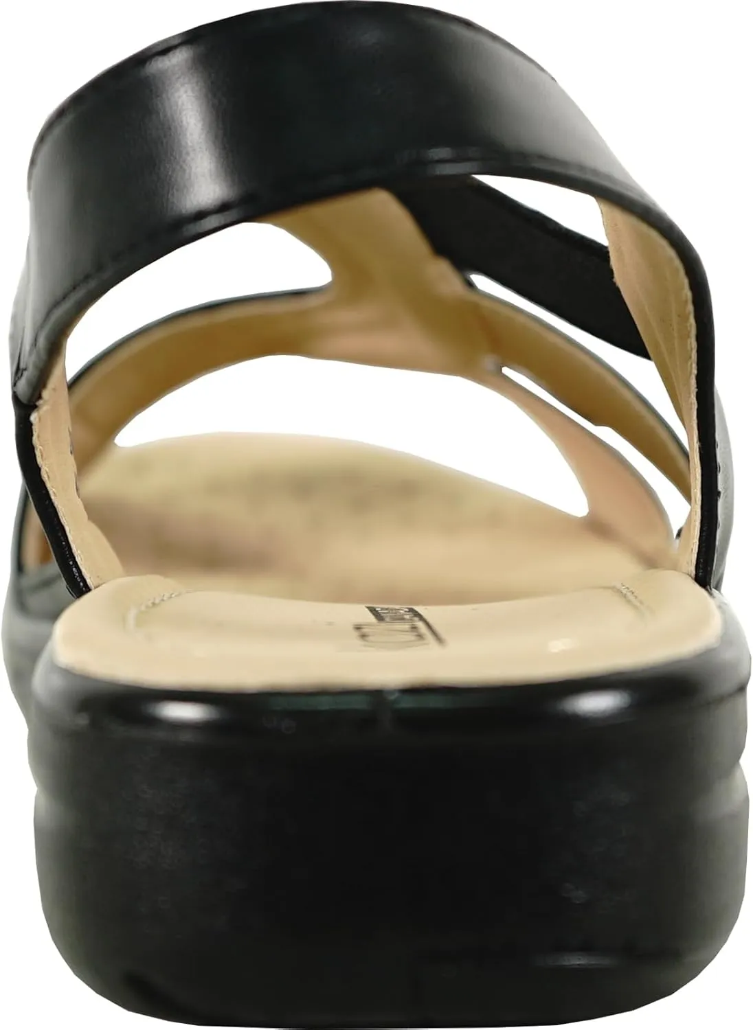 KOZI Women Comfort Casual Wedge Sandal Slip-On Loafer OY3132 Elasticized Band Open Round Toe Black Flower Navy Red White