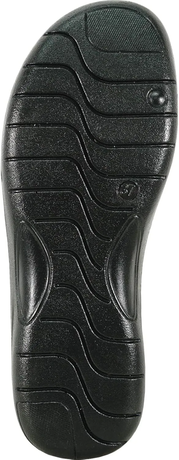 KOZI Women Comfort Casual Wedge Sandal Slip-On Loafer OY3132 Elasticized Band Open Round Toe Black Flower Navy Red White