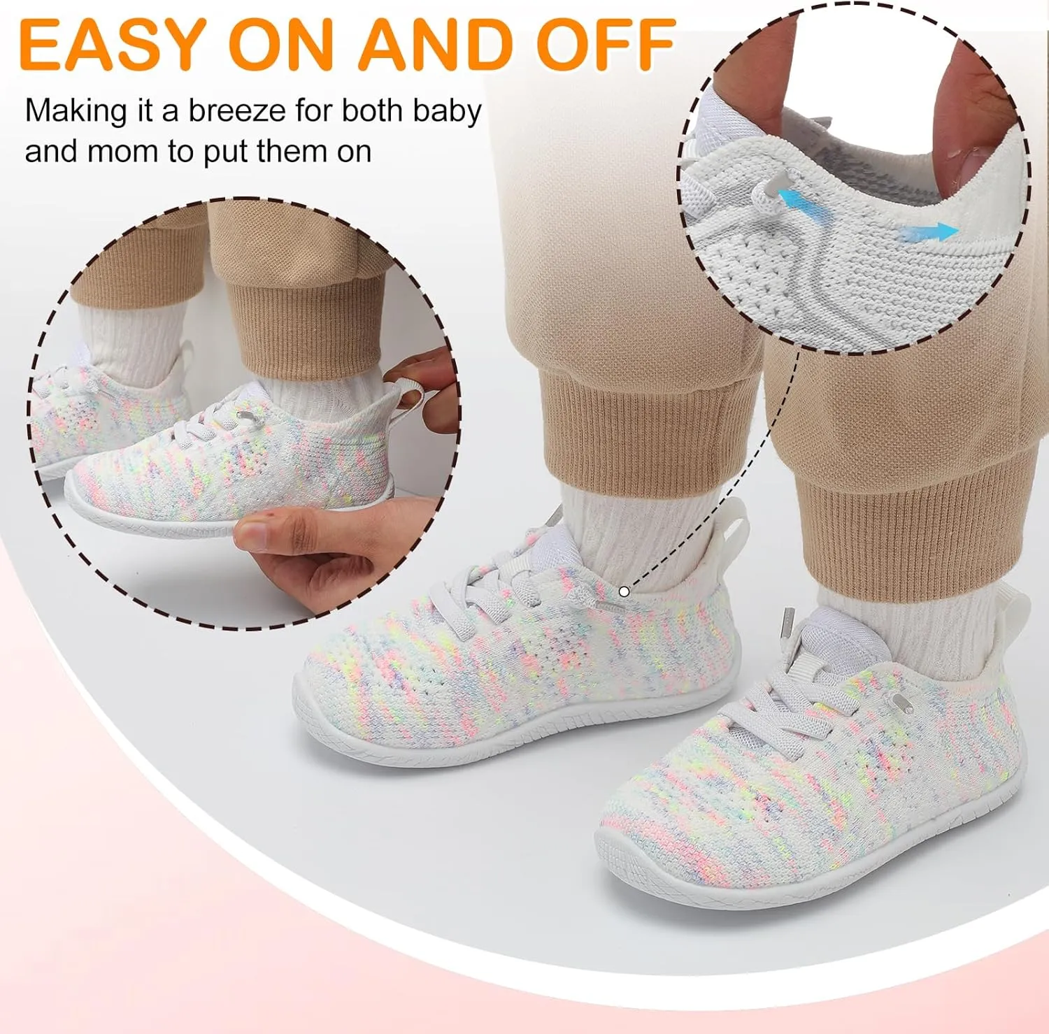 L-RUN Toddler Boys Girls Tennis Shoes Breathable Comfortable Barefoot Wide Summer School Walking Sneakers Baby First Walking Shoes