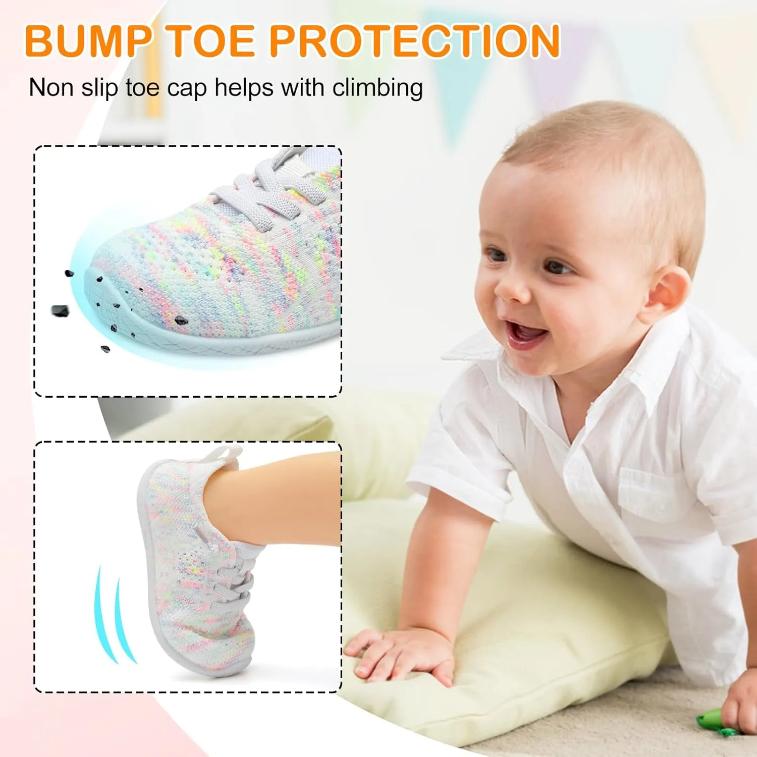 L-RUN Toddler Boys Girls Tennis Shoes Breathable Comfortable Barefoot Wide Summer School Walking Sneakers Baby First Walking Shoes