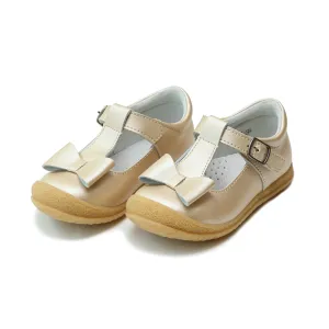 L'Amour Shoes Emma Shimmer Bow T-Strap Mary Jane