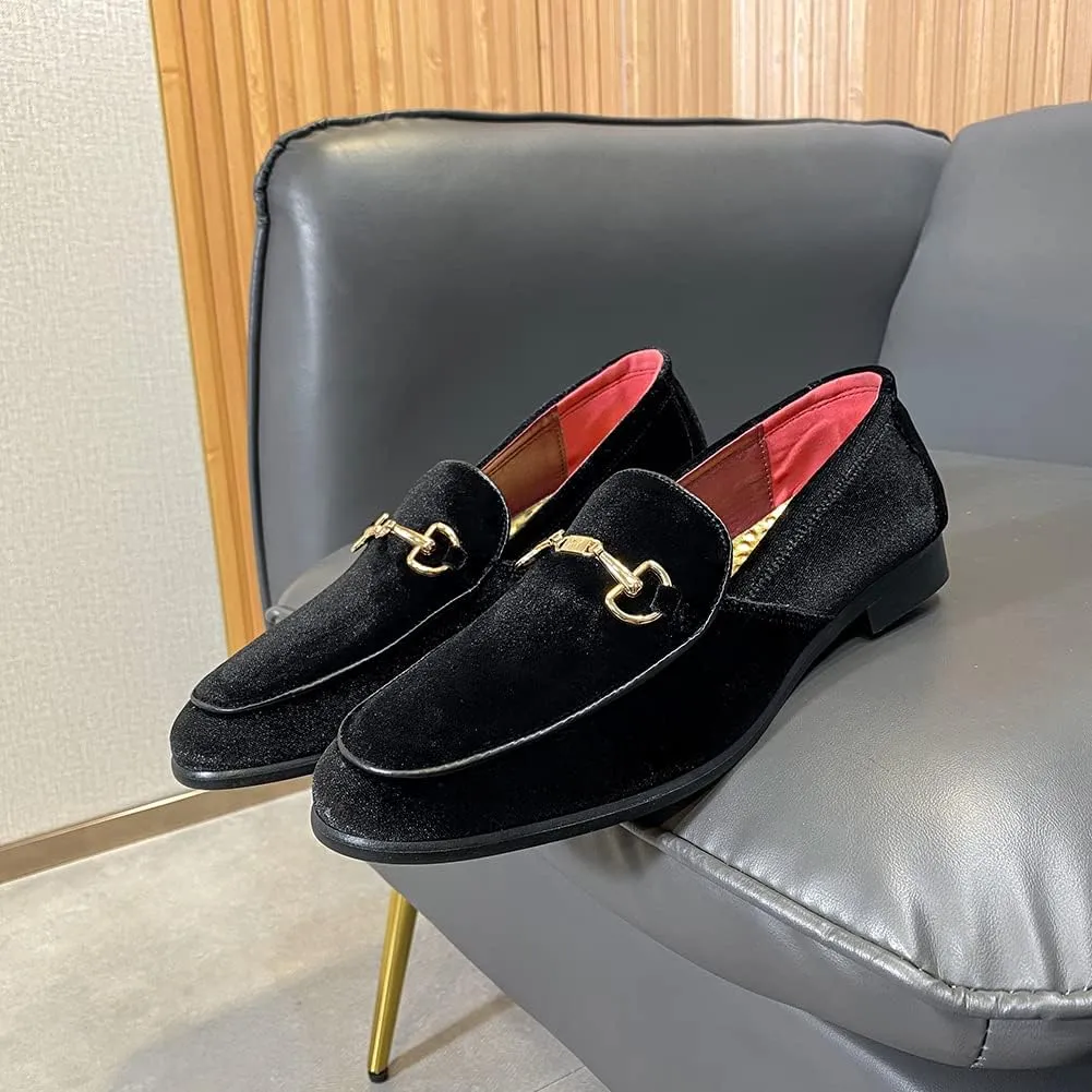 LCQL Men's Luxury Velvet Penny Loafer Shoes Noble Slip-on Suede Loafers Smoking Slippers Plus Size 7-13