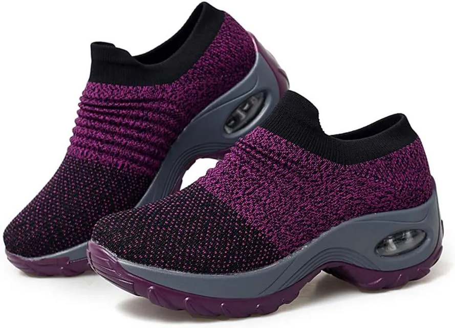 LEADER SHOW Women's Casual Walking Shoes Comfortable Loafers Slip-On Nursing Shoes Fashion Platform Sneakers