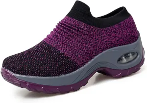 LEADER SHOW Women's Casual Walking Shoes Comfortable Loafers Slip-On Nursing Shoes Fashion Platform Sneakers