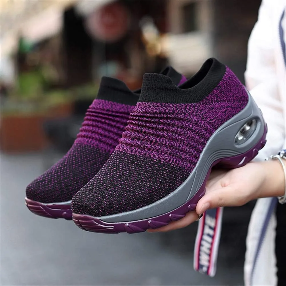 LEADER SHOW Women's Casual Walking Shoes Comfortable Loafers Slip-On Nursing Shoes Fashion Platform Sneakers