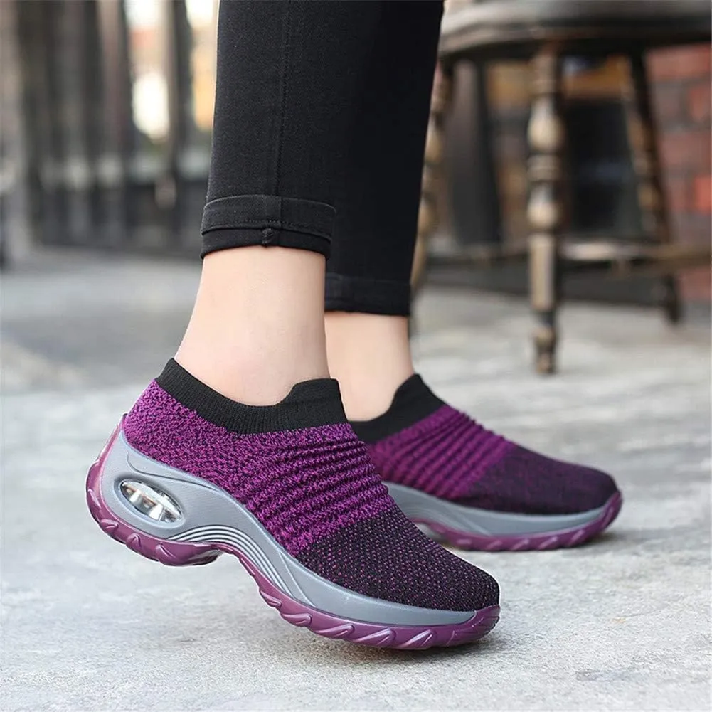 LEADER SHOW Women's Casual Walking Shoes Comfortable Loafers Slip-On Nursing Shoes Fashion Platform Sneakers