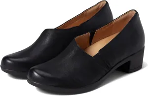 LEHOOR Women Low Chunky Heel Loafers Round Toe Slip On Loafer Pumps Comfortable 2 inch Mid Block Heel Dress Shoes Matte Leather Elastic Closed Toe Oxford Loafers Work Basic Shoes Retro 4-11 M US