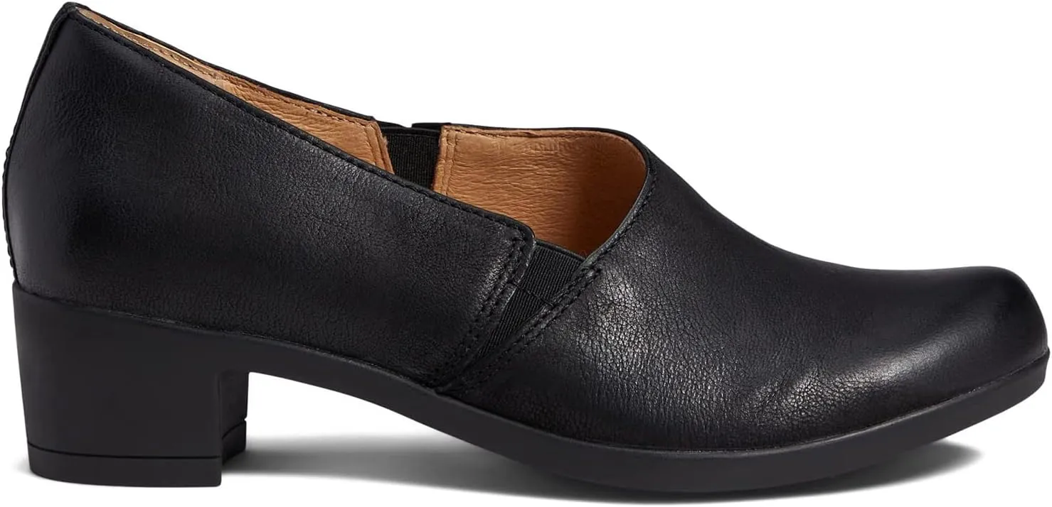 LEHOOR Women Low Chunky Heel Loafers Round Toe Slip On Loafer Pumps Comfortable 2 inch Mid Block Heel Dress Shoes Matte Leather Elastic Closed Toe Oxford Loafers Work Basic Shoes Retro 4-11 M US