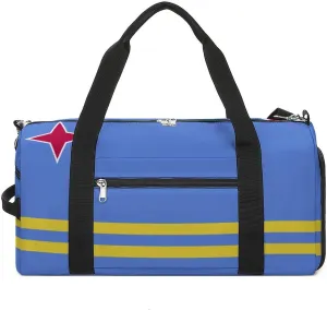 Lightweight Aruba Flag Sports Duffel Bag for Men Women Shoe Compartment